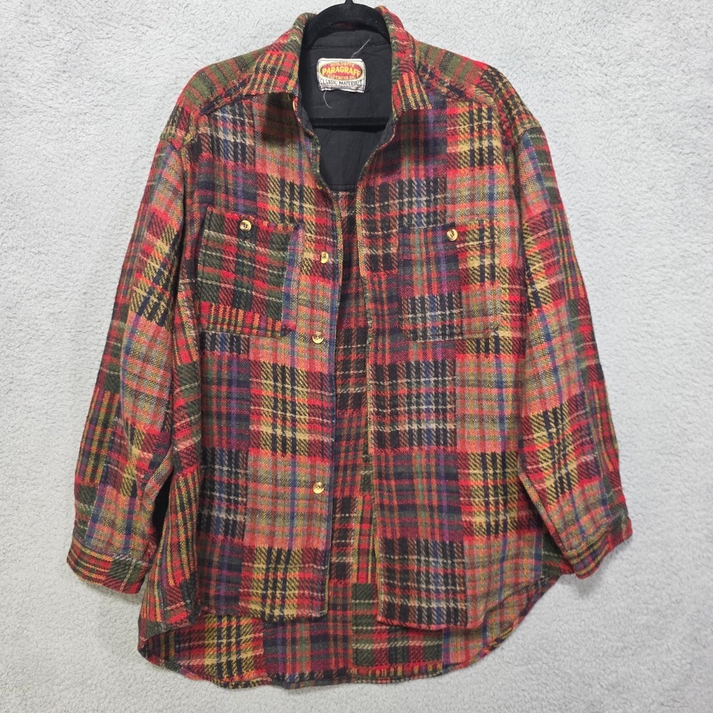 Paragraff Clothing Co Jacket Men Wool Flannel Patchwork Work Chore Plaid XL VTG